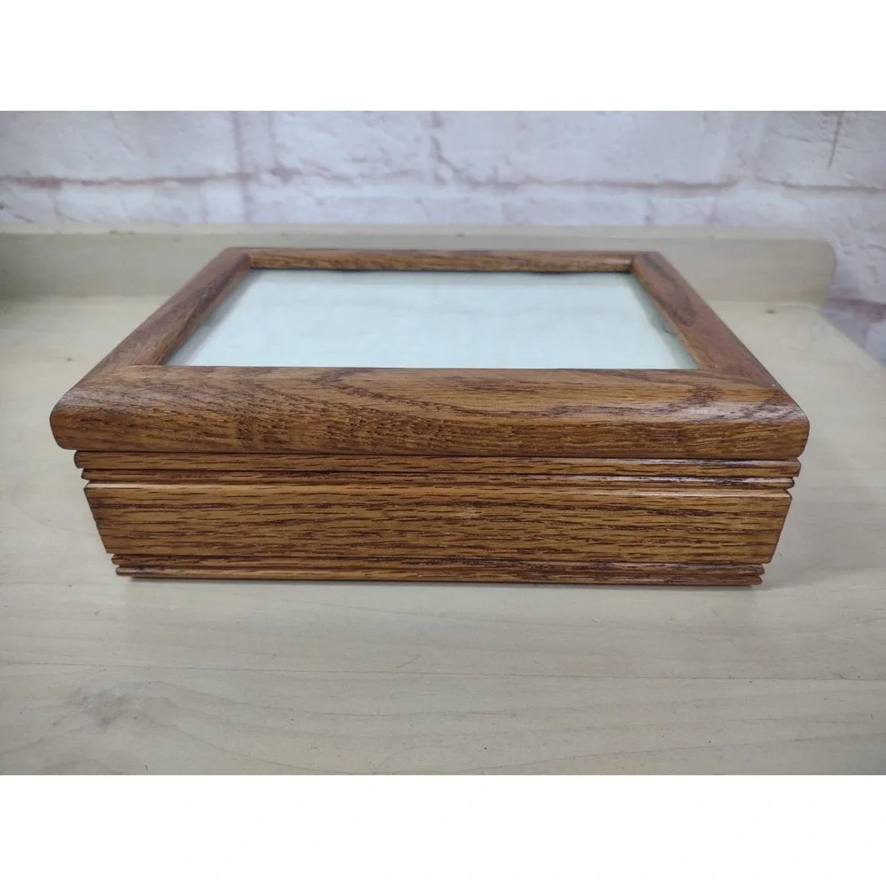 Wooden Storage Box 4x6 Picture Photo Organizer Case Drawer Keepsake Chest Stash